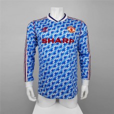 Manchester United 90/92 Away Blue Long Sleeve Soccer Jersey